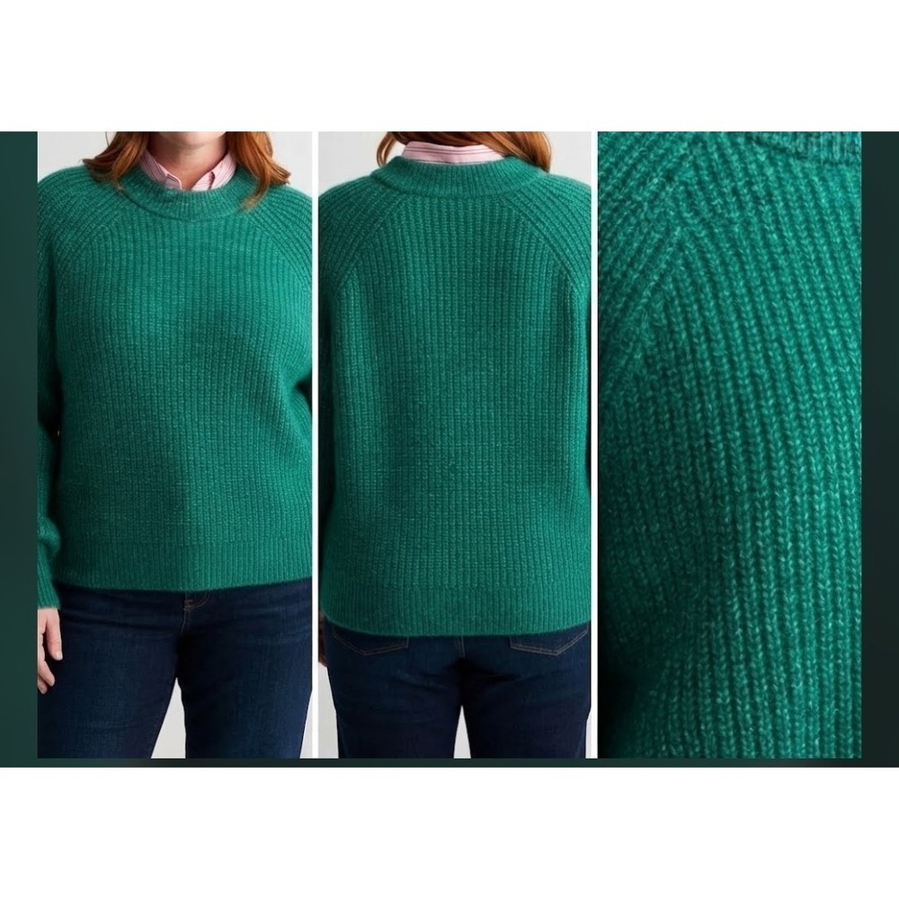 Sonoma Heritage Green Fuzzy Balloon Sleeve Crewneck Sweater 3X Holiday Thick